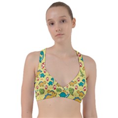 Seamless Pattern With Cute Dinosaurs Character Sweetheart Sports Bra by Wegoenart