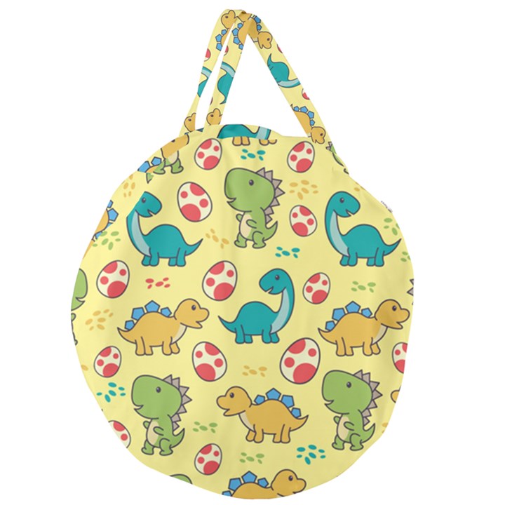 Seamless pattern with cute dinosaurs character Giant Round Zipper Tote