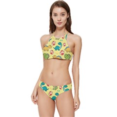 Seamless Pattern With Cute Dinosaurs Character Banded Triangle Bikini Set by Wegoenart