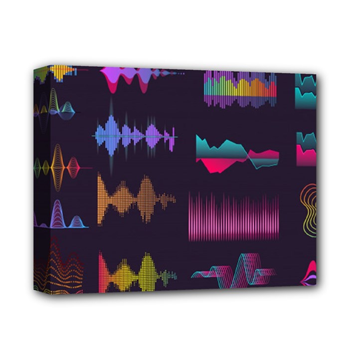 Colorful-sound-wave-set Deluxe Canvas 14  x 11  (Stretched)