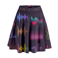 Colorful-sound-wave-set High Waist Skirt by Wegoenart