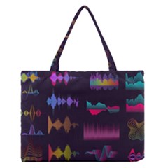 Colorful-sound-wave-set Zipper Medium Tote Bag by Wegoenart