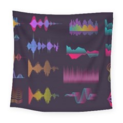 Colorful-sound-wave-set Square Tapestry (large) by Wegoenart