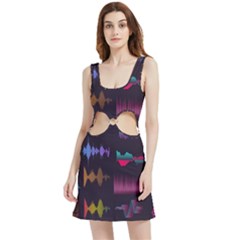 Colorful-sound-wave-set Velvet Cutout Dress by Wegoenart