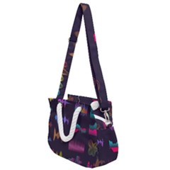 Colorful-sound-wave-set Rope Handles Shoulder Strap Bag by Wegoenart