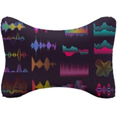 Colorful-sound-wave-set Seat Head Rest Cushion by Wegoenart