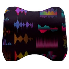 Colorful-sound-wave-set Velour Head Support Cushion by Wegoenart