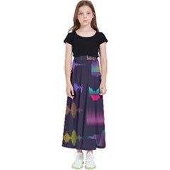 Colorful-sound-wave-set Kids  Flared Maxi Skirt by Wegoenart