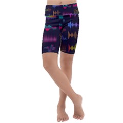 Colorful-sound-wave-set Kids  Lightweight Velour Cropped Yoga Leggings by Wegoenart