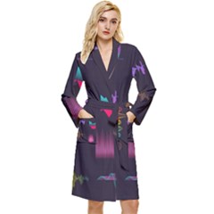 Colorful-sound-wave-set Long Sleeve Velour Robe by Wegoenart