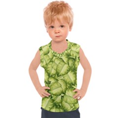 Seamless-pattern-with-green-leaves Kids  Sport Tank Top