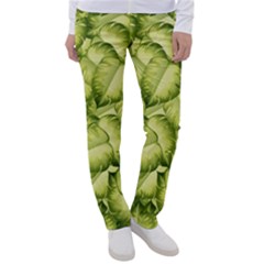 Seamless-pattern-with-green-leaves Women s Casual Pants