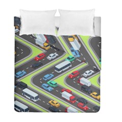 Urban Cars Seamless Texture Isometric Roads Car Traffic Seamless Pattern With Transport City Vector Duvet Cover Double Side (full/ Double Size) by Wegoenart