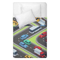 Urban Cars Seamless Texture Isometric Roads Car Traffic Seamless Pattern With Transport City Vector Duvet Cover Double Side (single Size) by Wegoenart