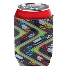 Urban Cars Seamless Texture Isometric Roads Car Traffic Seamless Pattern With Transport City Vector Can Holder by Wegoenart