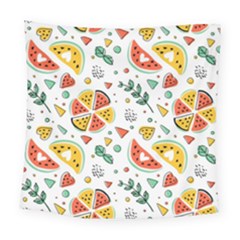 Seamless-hipster-pattern-with-watermelons-mint-geometric-figures Square Tapestry (large)