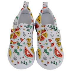 Seamless-hipster-pattern-with-watermelons-mint-geometric-figures Kids  Velcro No Lace Shoes