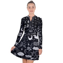 Vector-set-sketch-drawn-with-space Long Sleeve Panel Dress by Wegoenart