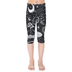 Vector-set-sketch-drawn-with-space Kids  Capri Leggings  by Wegoenart