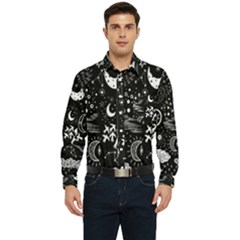 Vector-set-sketch-drawn-with-space Men s Long Sleeve Pocket Shirt  by Wegoenart