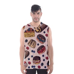 Seamless Pattern With Sweet Cakes Berries Men s Basketball Tank Top by Wegoenart