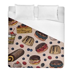 Seamless Pattern With Sweet Cakes Berries Duvet Cover (full/ Double Size) by Wegoenart