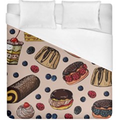 Seamless Pattern With Sweet Cakes Berries Duvet Cover (king Size) by Wegoenart