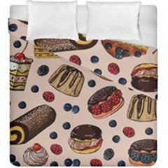 Seamless Pattern With Sweet Cakes Berries Duvet Cover Double Side (king Size) by Wegoenart