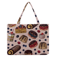 Seamless Pattern With Sweet Cakes Berries Zipper Medium Tote Bag by Wegoenart