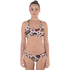 Seamless Pattern With Sweet Cakes Berries Cross Back Hipster Bikini Set by Wegoenart