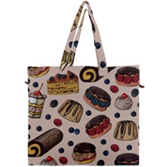 Seamless Pattern With Sweet Cakes Berries Canvas Travel Bag by Wegoenart