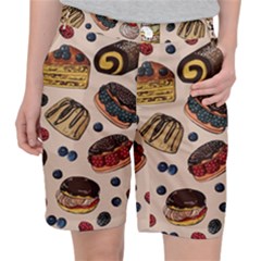 Seamless Pattern With Sweet Cakes Berries Pocket Shorts by Wegoenart