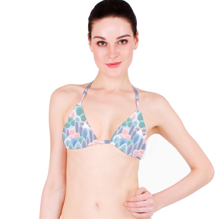 Abstract Seamless Pattern With Winter Forest Background Bikini Top