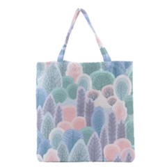 Abstract Seamless Pattern With Winter Forest Background Grocery Tote Bag by Wegoenart