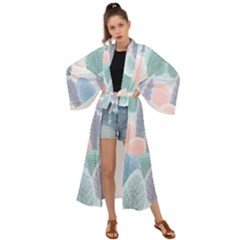 Abstract Seamless Pattern With Winter Forest Background Maxi Kimono by Wegoenart