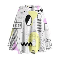 Graphic-design-geometric-background High Waist Skirt by Wegoenart