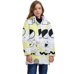 Graphic-design-geometric-background Kid s Hooded Longline Puffer Jacket by Wegoenart