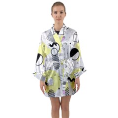 Graphic-design-geometric-background Long Sleeve Satin Kimono by Wegoenart