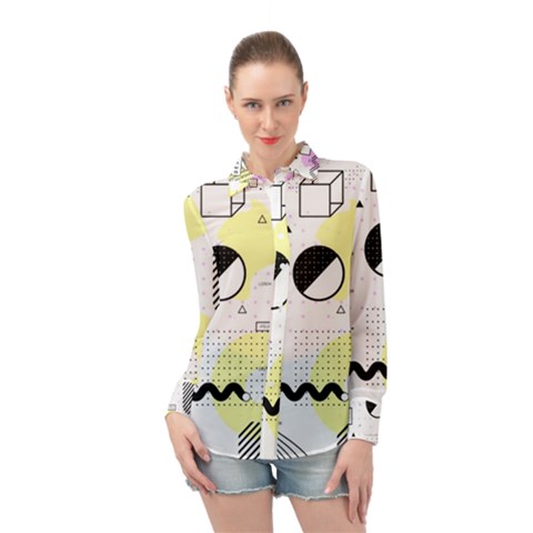 Graphic-design-geometric-background Long Sleeve Chiffon Shirt by Wegoenart