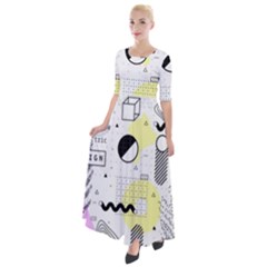 Graphic-design-geometric-background Half Sleeves Maxi Dress by Wegoenart