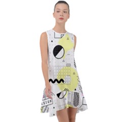 Graphic-design-geometric-background Frill Swing Dress by Wegoenart