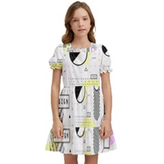 Graphic-design-geometric-background Kids  Puff Sleeved Dress by Wegoenart