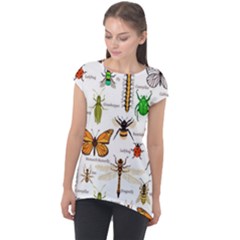 Insects-seamless-pattern Cap Sleeve High Low Top by Wegoenart