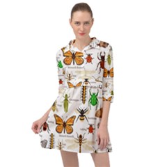 Insects-seamless-pattern Mini Skater Shirt Dress by Wegoenart