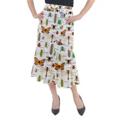 Insects-seamless-pattern Midi Mermaid Skirt by Wegoenart