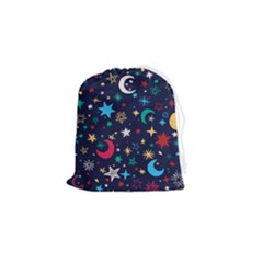 Colorful-background-moons-stars Drawstring Pouch (small) by Wegoenart