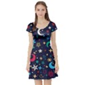 Colorful-background-moons-stars Short Sleeve Skater Dress View1