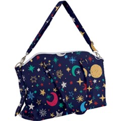 Colorful-background-moons-stars Canvas Crossbody Bag by Wegoenart