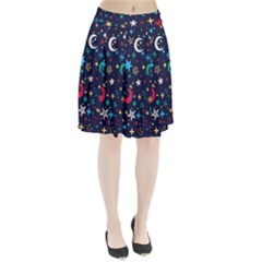 Colorful-background-moons-stars Pleated Skirt by Wegoenart