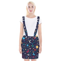 Colorful-background-moons-stars Braces Suspender Skirt by Wegoenart